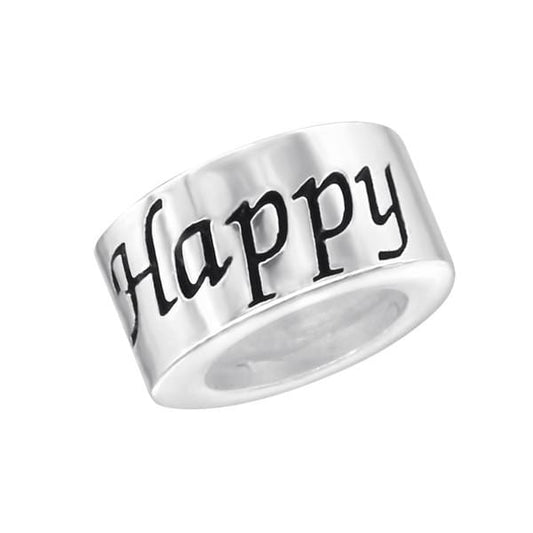 Silver Happy Charm Bead