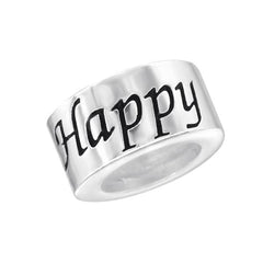 Silver Happy Charm Bead