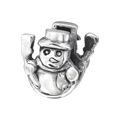 Silver Snowman Charm Bead