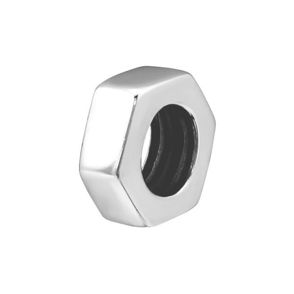 Silver Hexagon Charm Bead