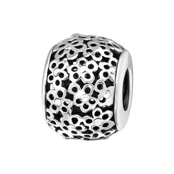 Silver Flower Charm Bead