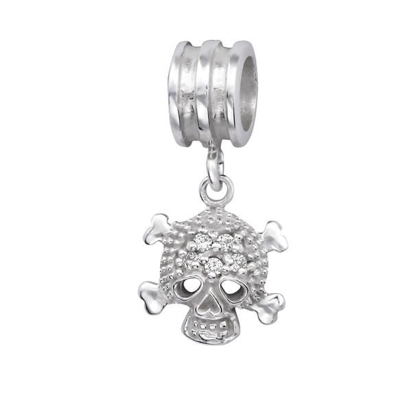 Silver Hanging Skull Charm Bead