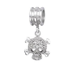 Silver Hanging Skull Charm Bead