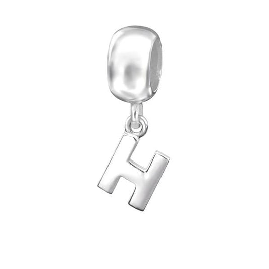 Silver Hanging "H" Charm Bead 