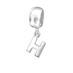 Silver Hanging "H" Charm Bead