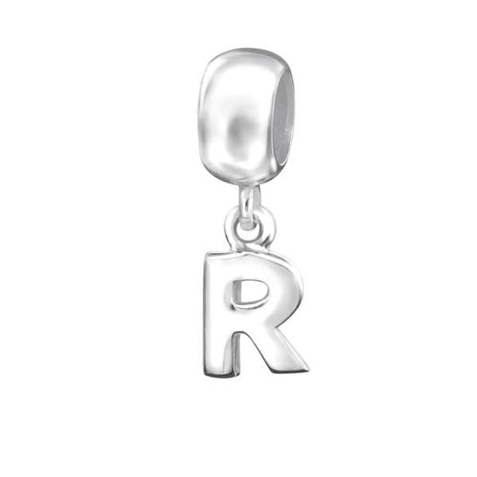 Silver Hanging "R" Charm Bead