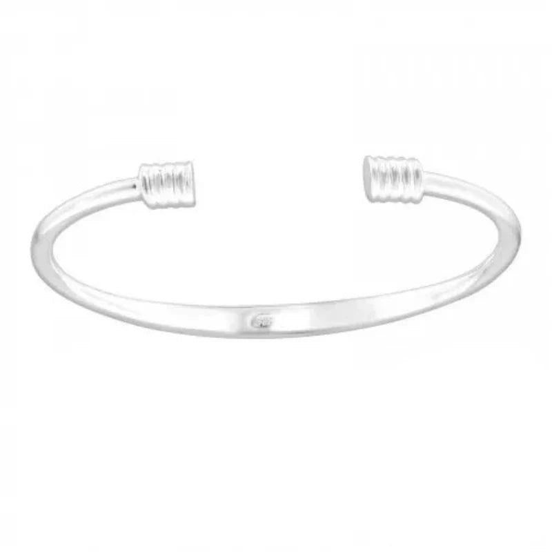 Silver Twisted Ends Plain Bangle