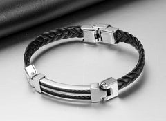 Leather and wire bracelet