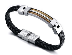 Leather and wire bracelet