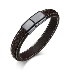 Stainless Steel Genuine Leather Bracelet