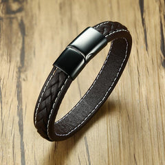 Stainless Steel Genuine Leather Bracelet