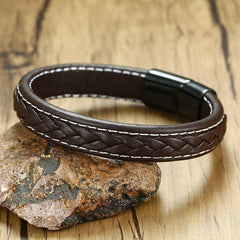 Stainless Steel Genuine Leather Bracelet