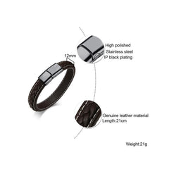 Stainless Steel Genuine Leather Bracelet