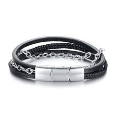Stainless Steel Leather Bracelet