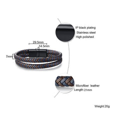 Stainless Steel Magnetic Buckle Leather Bracelet