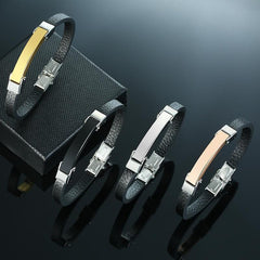 Leather Bracele Engraved Bracelet