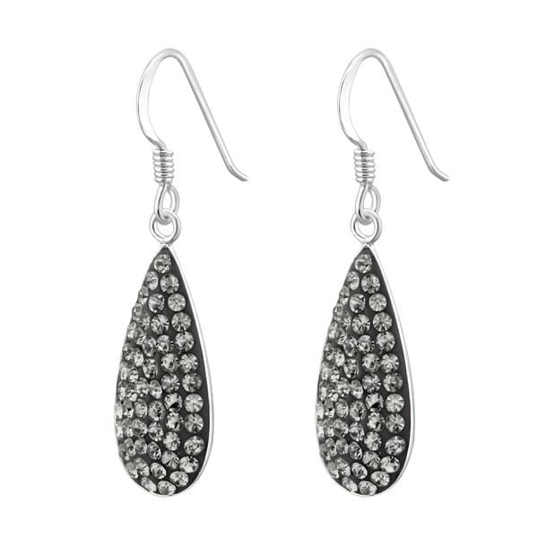 Silver Black Diamond Drop Earrings