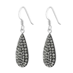 Silver Black Diamond Drop Earrings