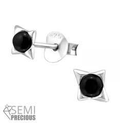 Silver Star Genuine Stone Earrings