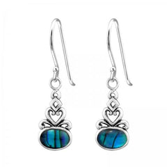 Silver Blue Oval Long Earrings
