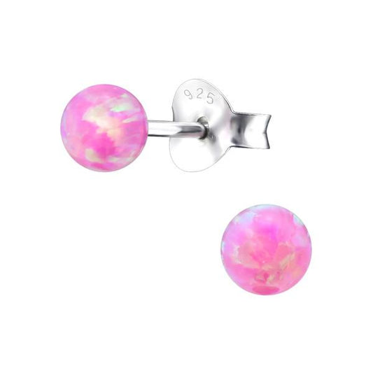 Sterling Silver Bubble Gem Opal Ball Ear Studs