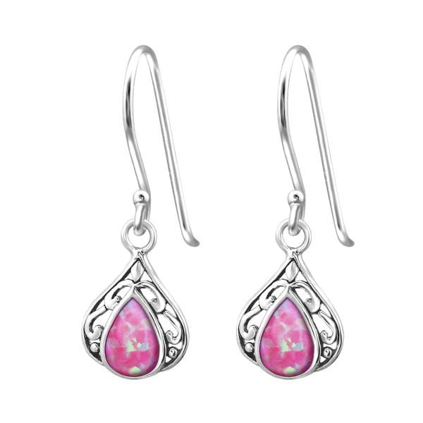 Sterling Silver Bubble Gem Tear Drop Earrings