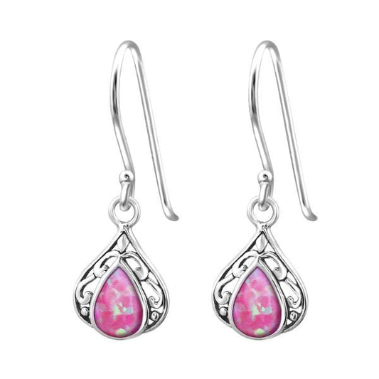 Sterling Silver Bubble Gem Tear Drop Earrings