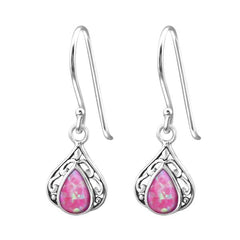 Sterling Silver Bubble Gem Tear Drop Earrings