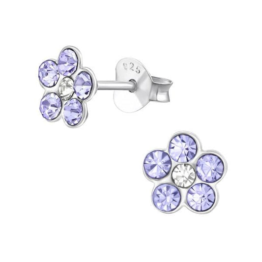 Silver Flower Earrings for Kids