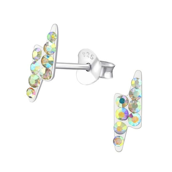 Silver Thunderbolt Stud Earrings