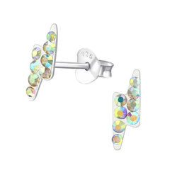 Silver Thunderbolt Stud Earrings