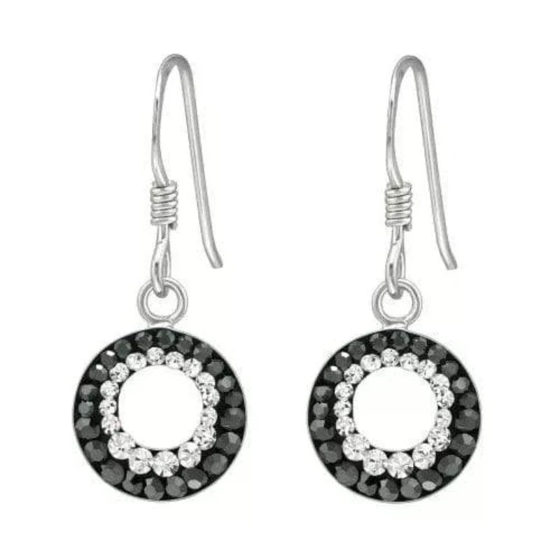 Silver Round Earrings with Crystal