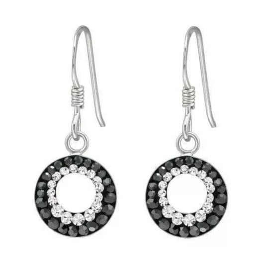 Silver Round Earrings with Crystal