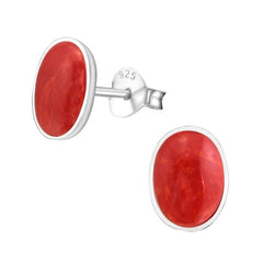 Silver elegant Oval Stud Earrings