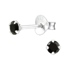 Silver 3 Mm Stud Earrings with Crystal