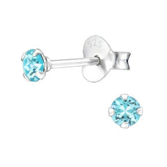 Silver 3 Mm Stud Earrings with Crystal