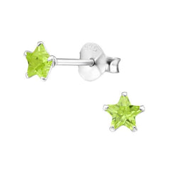 Silver Birthstone Star Stud Earrings
