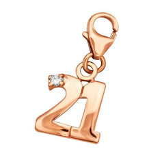 Silver Cubic Zirconia "21" Clip on Charm