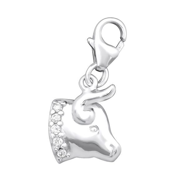 Silver Taurus Zodiac Sign Clip on Charm
