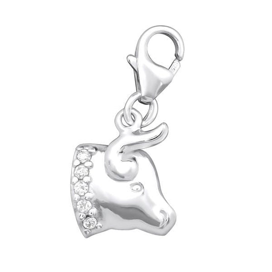 Silver Taurus Zodiac Sign Clip on Charm