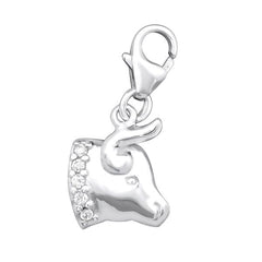 Silver Taurus Zodiac Sign Clip on Charm