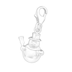 Silver Snowman Clip on Charm