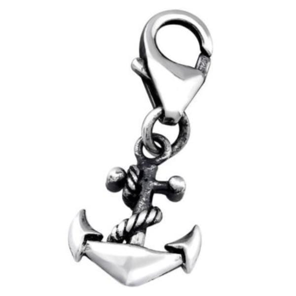 Silver Anchor Clip on Charm