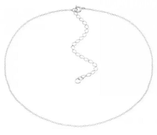 Silver adjustable Cable Chain Choker Necklace