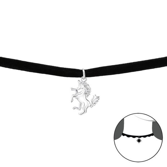 Silver Unicorn Choker Necklace