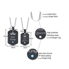 Stainless Steel His queen Her King Couple Necklace