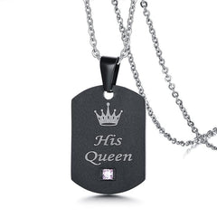 Stainless Steel His queen Her King Couple Necklace