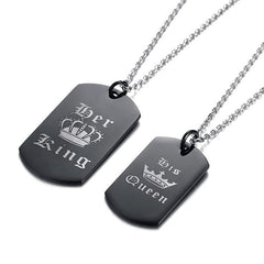 Stainless Steel King Queen Necklace for Couple
