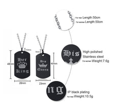 Stainless Steel King Queen Necklace for Couple