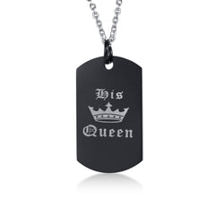 Stainless Steel King Queen Necklace for Couple